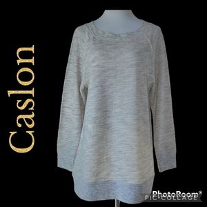 SWEATSHIRT CASLON NWT Grey White Tunic Long Sleeves Lightweight Size X-Large